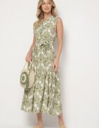 m&d fashion Rochie Verde Viscoză Fără Mâneci cu Cordon Legat Filimea