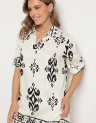 m&d fashion Set Alb cu Viscoză cu Model Etnic Cămașă și Pantaloni Meporelle