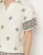 m&d fashion Set Bej Deschis din Viscoză Bluză cu Mânecă Scurtă și Pantaloni Largi Janavielle