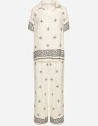 m&d fashion Set Bej Deschis din Viscoză Bluză cu Mânecă Scurtă și Pantaloni Largi Janavielle