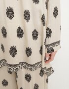 m&d fashion Set bej deschis Oversize din viscoză Cămașă și Pantaloni decorate cu model etnic Janileva