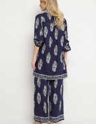 m&d fashion Set Bleumarin în Stil Boho Oversize Cămașă lungă și Pantaloni lejeri Meppina