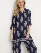 m&d fashion Set Bleumarin în Stil Boho Oversize Cămașă lungă și Pantaloni lejeri Meppina