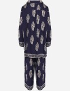 m&d fashion Set Bleumarin în Stil Boho Oversize Cămașă lungă și Pantaloni lejeri Meppina