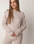 m&d fashion Set cu vâscoză pantaloni largi și pulover decorat cu nasturi Alessina Bej