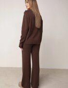 m&d fashion Set cu vâscoză pantaloni largi și pulover decorat cu nasturi Alessina Maro