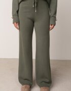 m&d fashion Set cu vâscoză pantaloni largi și pulover decorat cu nasturi Alessina Verde închis