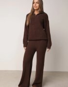 m&d fashion Set din tricot cu cu guler înalt și pantaloni cu croială dreaptă Leretia Maro