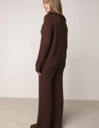 m&d fashion Set din tricot cu cu guler înalt și pantaloni cu croială dreaptă Leretia Maro