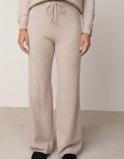 m&d fashion Set din tricot cu vâscoză pantaloni drepți și pulover cu detaliu la manșete Vivolo Bej Bej