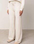 m&d fashion Set din tricot cu vâscoză pantaloni drepți și pulover cu detaliu la manșete Vivolo Bej deschis