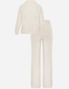 m&d fashion Set din tricot cu vâscoză pantaloni drepți și pulover cu detaliu la manșete Vivolo Bej deschis