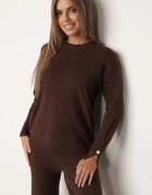 m&d fashion Set din tricot cu vâscoză pantaloni drepți și pulover cu detaliu la manșete Vivolo Maro