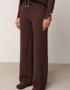 m&d fashion Set din tricot cu vâscoză pantaloni drepți și pulover cu detaliu la manșete Vivolo Maro