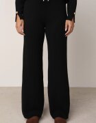 m&d fashion Set din tricot cu vâscoză pantaloni drepți și pulover cu detaliu la manșete Vivolo Negru