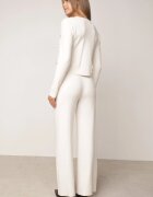 m&d fashion Set elegant din tricot cu model în relief cu vâscoză cardigan și pantaloni Denorra Bej