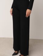 m&d fashion Set elegant din tricot reiat cu vâscoză cardigan cu decolteu în V și pantaloni Denorra Negru