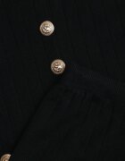 m&d fashion Set elegant din tricot reiat cu vâscoză cardigan cu decolteu în V și pantaloni Denorra Negru