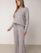 m&d fashion Set tricotat: bluză și pantaloni cu croială dreaptă în talie elastică cu vâscoză Lirette Gri