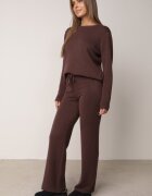 m&d fashion Set tricotat: bluză și pantaloni cu croială dreaptă în talie elastică cu vâscoză Lirette Maro