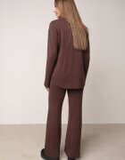 m&d fashion Set tricotat: bluză și pantaloni cu croială dreaptă în talie elastică cu vâscoză Lirette Maro