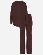 m&d fashion Set tricotat: bluză și pantaloni cu croială dreaptă în talie elastică cu vâscoză Lirette Maro