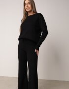 m&d fashion Set tricotat: bluză și pantaloni cu croială dreaptă în talie elastică cu vâscoză Lirette Negru