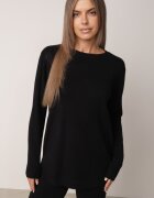 m&d fashion Set tricotat: bluză și pantaloni cu croială dreaptă în talie elastică cu vâscoză Lirette Negru