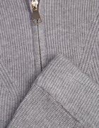 m&d fashion Set tricotat cu vâscoză în dungi pantaloni și pulover cu guler tip tunică și fermoar Taraliel Gri