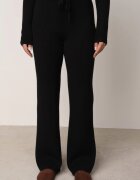 m&d fashion Set tricotat cu vâscoză în dungi pantaloni și pulover cu guler tip tunică și fermoar Taraliel Negru