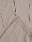 m&d fashion Set tricotat cu vâscoză pantaloni drepți și bluză cu fermoar și glugă Alverna Bej