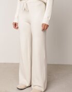 m&d fashion Set tricotat cu vâscoză pantaloni drepți și bluză cu fermoar și glugă Alverna Bej deschis