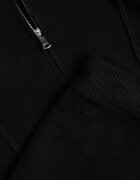 m&d fashion Set tricotat cu vâscoză pantaloni drepți și bluză cu fermoar și glugă Alverna Negru