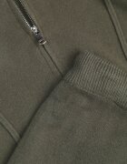 m&d fashion Set tricotat cu vâscoză pantaloni drepți și bluză cu fermoar și glugă Alverna Verde închis