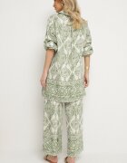 m&d fashion Set Verde Oversize cu Viscoză cu Model Etnic Pantaloni Largi și Cămașă Nilamiella