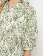 m&d fashion Set Verde Oversize cu Viscoză cu Model Etnic Pantaloni Largi și Cămașă Nilamiella