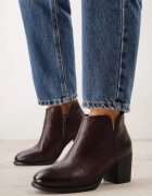 m.daszynski Botine cu toc gros din piele naturală cu decupaj decorativ Elavita Bordo