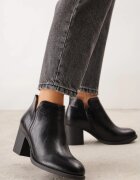 m.daszynski Botine cu toc gros din piele naturală cu decupaj decorativ Elavita Negre