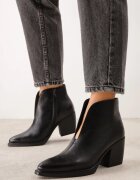 m.daszynski Botine din piele elegante cu căptușeală ușoară pe toc conic Serani Negre