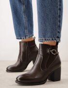 m.daszynski Botine elegante cu toc gros cu panou elastic și aplicație metalică Zalirna Maro închis