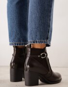 m.daszynski Botine elegante cu toc gros cu panou elastic și aplicație metalică Zalirna Maro închis