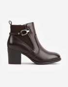 m.daszynski Botine elegante cu toc gros cu panou elastic și aplicație metalică Zalirna Maro închis