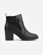 m.daszynski Botine elegante cu toc gros cu panou elastic și aplicație metalică Zalirna Negre
