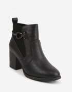 m.daszynski Botine elegante cu toc gros cu panou elastic și aplicație metalică Zalirna Negre