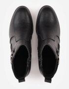 m.daszynski Botine elegante cu toc gros cu panou elastic și aplicație metalică Zalirna Negre