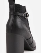 m.daszynski Botine elegante cu toc gros cu panou elastic și aplicație metalică Zalirna Negre