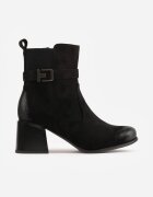 m.daszynski Botine elegante cu toc gros inserții elastice și curea cu cataramă Hyanie Maro Negre