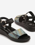 m.daszynski Sandale Albastru-Negre cu Cusături Decorative Ralsedi