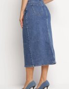 m.sara Fustă Albastră Creion Denim Midi cu nasturi Kandela