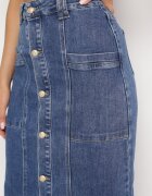 m.sara Fustă Albastră Creion Denim Midi cu nasturi Kandela
